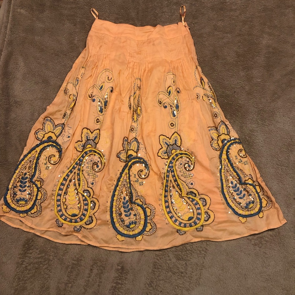 Persaman of New York Skirt Size 4 Chiffon Sequin Multicolored Embroidered Skirt
